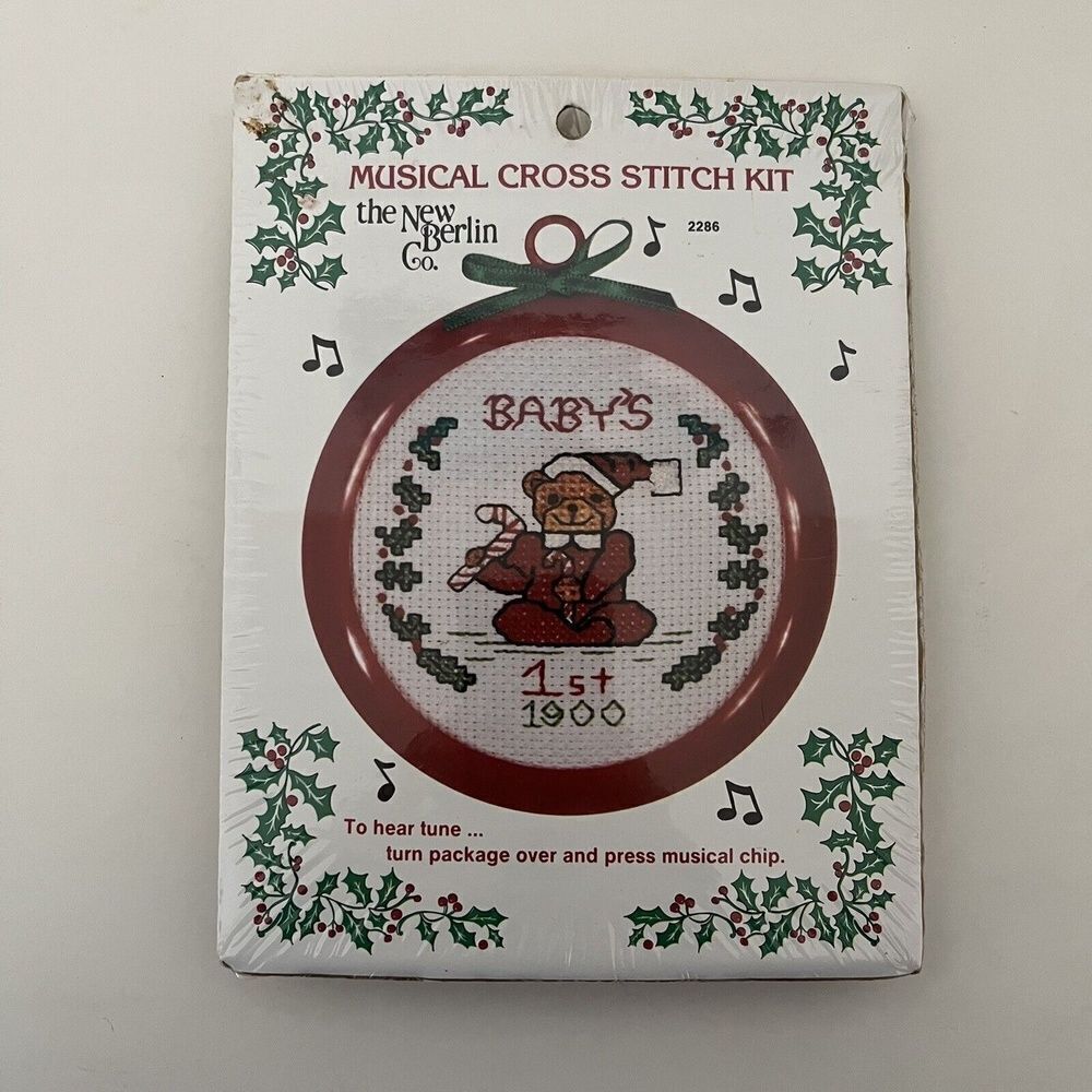 Vintage The New Berlin Co Musical Cross Stitch Kit Baby's 1st Christmas 2286 NEW